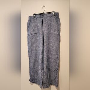 Max Studio Blue Linen Mix Textured Wide Leg Pants